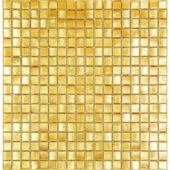 Foiled Yellow Gold Squares Glass Tile