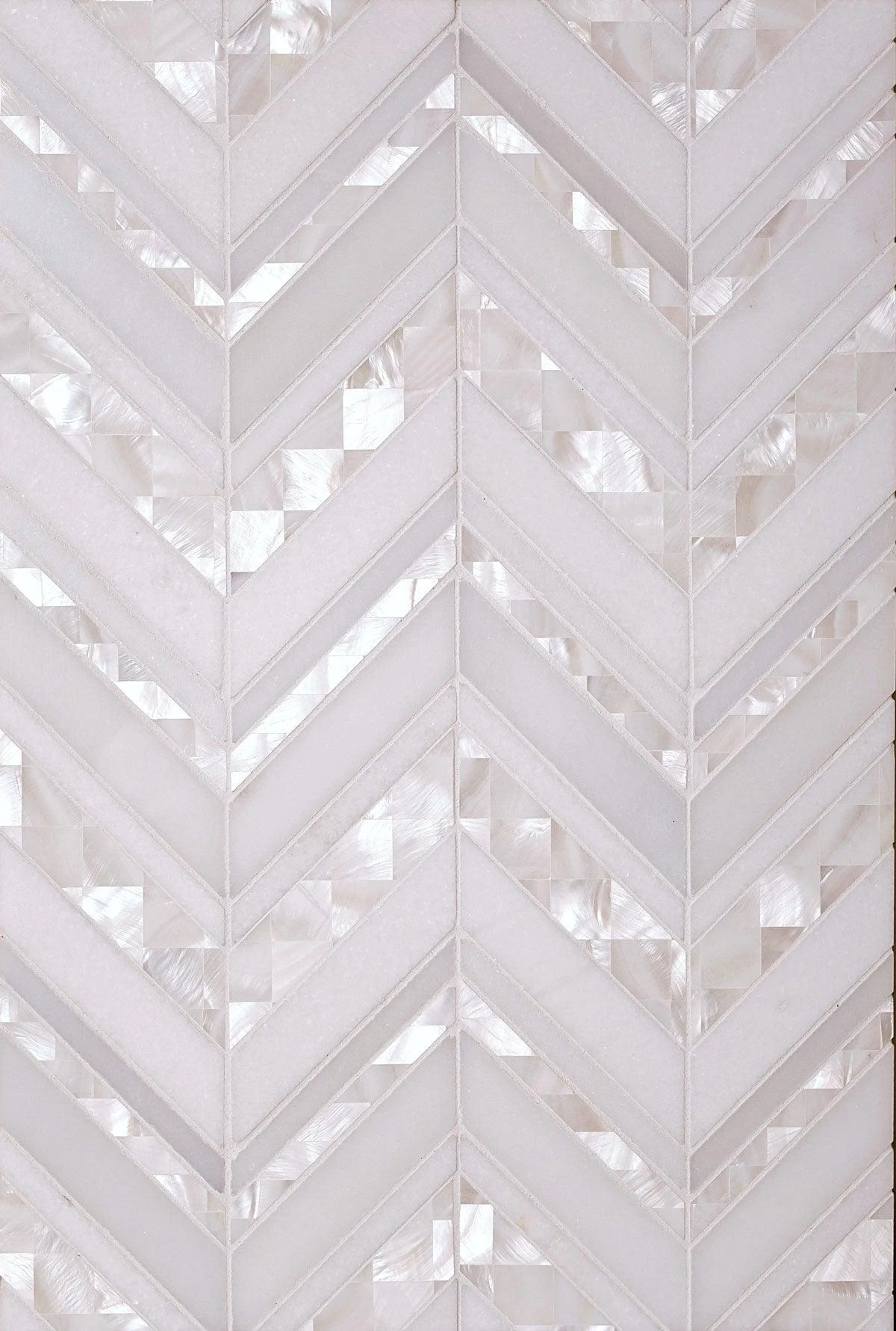 Herringbone Pearl White Thassos Marble And Shell Tile - Image 5