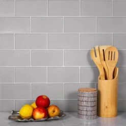 Glacier Aura Gray 3X6 Frosted Glass Tile