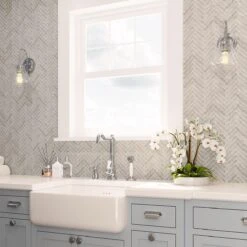 Ionic Herringbone White Porcelain Mosaic Tile