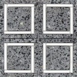Black And Gray Terrazzo Square Mosaic Tile