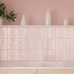 La Riviera Rose Pink Ceramic Subway Tile 2.5x8"