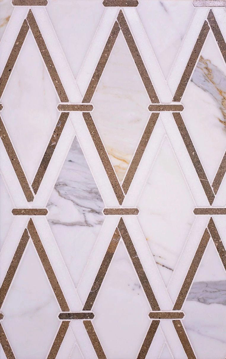 Medieval Diamonds Calacatta Gold & Lagos Azul Mosaic Tile - Image 4