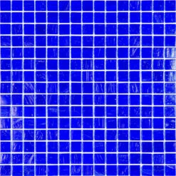 Mixed Navy Blue Squares Glass Pool Tile