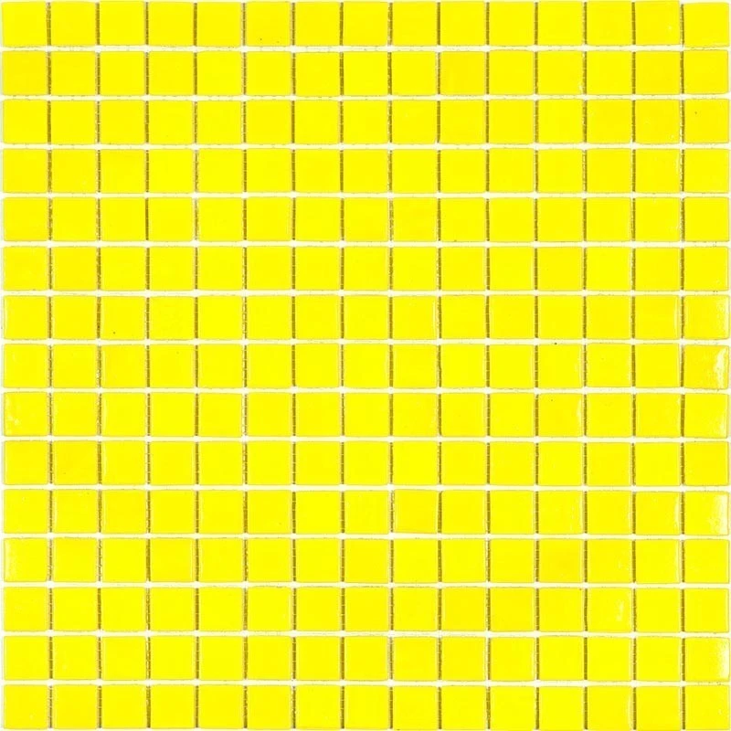 Neon Yellow Squares Glass Pool Tile