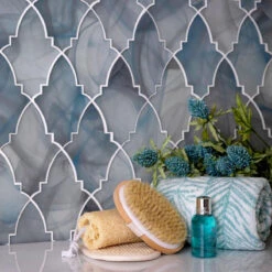 Sea Glass Louvre Blue Mosaic Tile