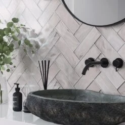 Sea Glass Platinum White 3X9 Tile