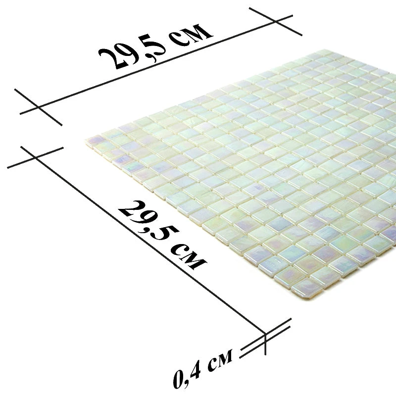 Pearlescent White Squares Glass Pool Tile - Image 8