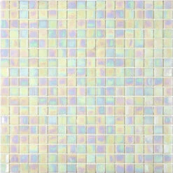 Pearlescent White Squares Glass Pool Tile