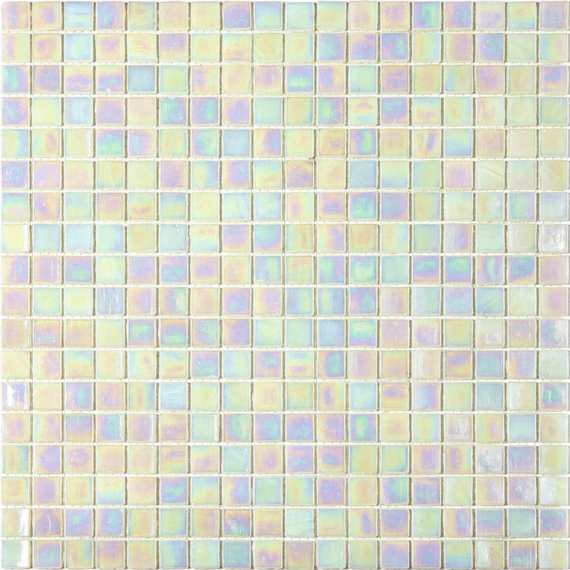 Pearlescent White Squares Glass Pool Tile
