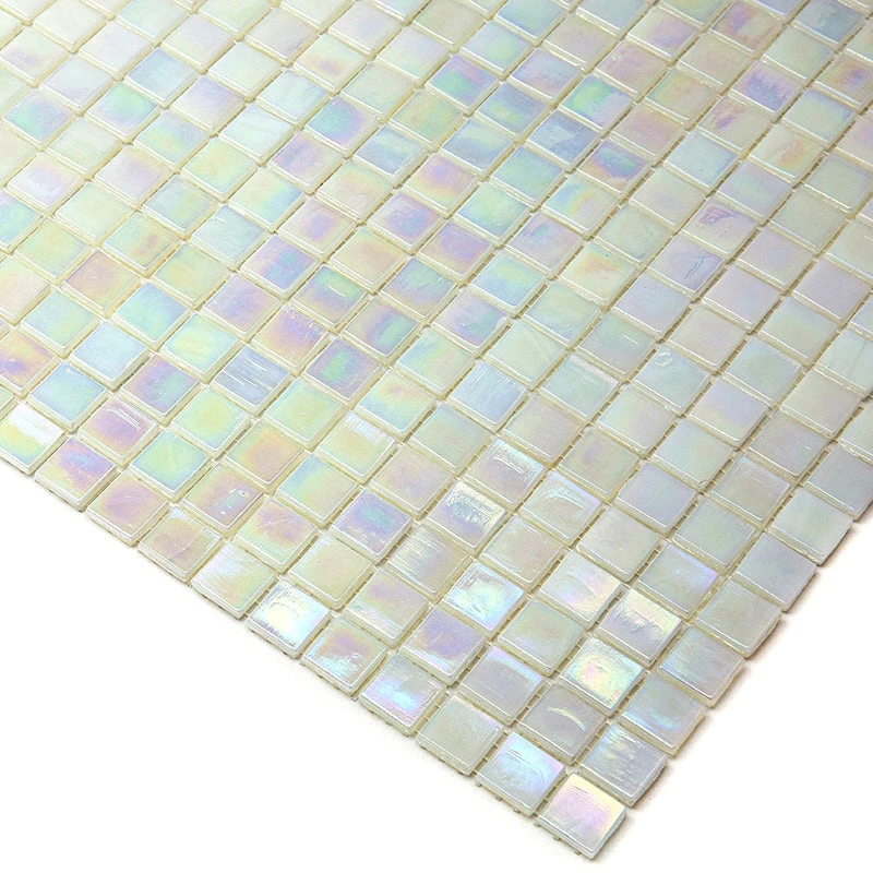 Pearlescent White Squares Glass Pool Tile - Image 3