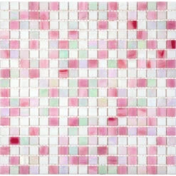 Pink & White Mixed Squares Glass Tile