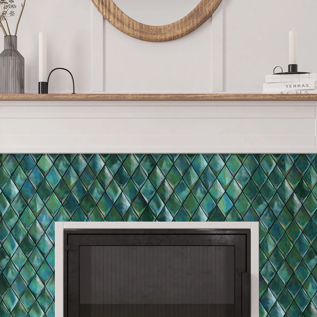 Prism Jade Beveled Diamond Glass Mosaic Tile - Image 5