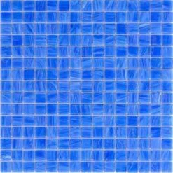Royal Blue Mixed Swirls Squares Glass Pool Tile