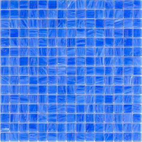 Royal Blue Mixed Swirls Squares Glass Pool Tile