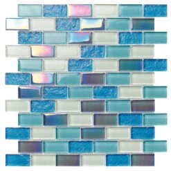 Atlantic Marlin Mix 1x2 Glass Mosaic
