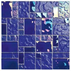Pacific Dark Blue Square Pattern Glass Mosaic