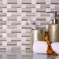 Symphony Wooden Beige Marble Mosaic Tile