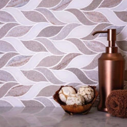 Sand Valley And Thassos Octagon Marble Mosaic Tile