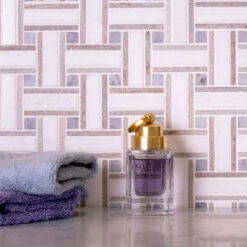 Sand Valley & Thassos Basket Weave Mosaic Tile
