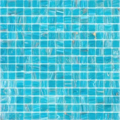 Sparkling Bright Blue & Gold Mixed Squares Glass Pool Tile