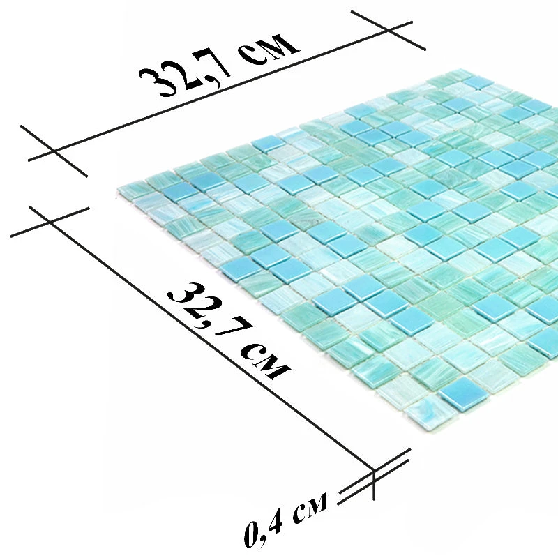 Sparkling Pool Blue Mixed Squares Glass Tile - Image 10