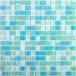Sparkling Pool Blue Mixed Squares Glass Tile