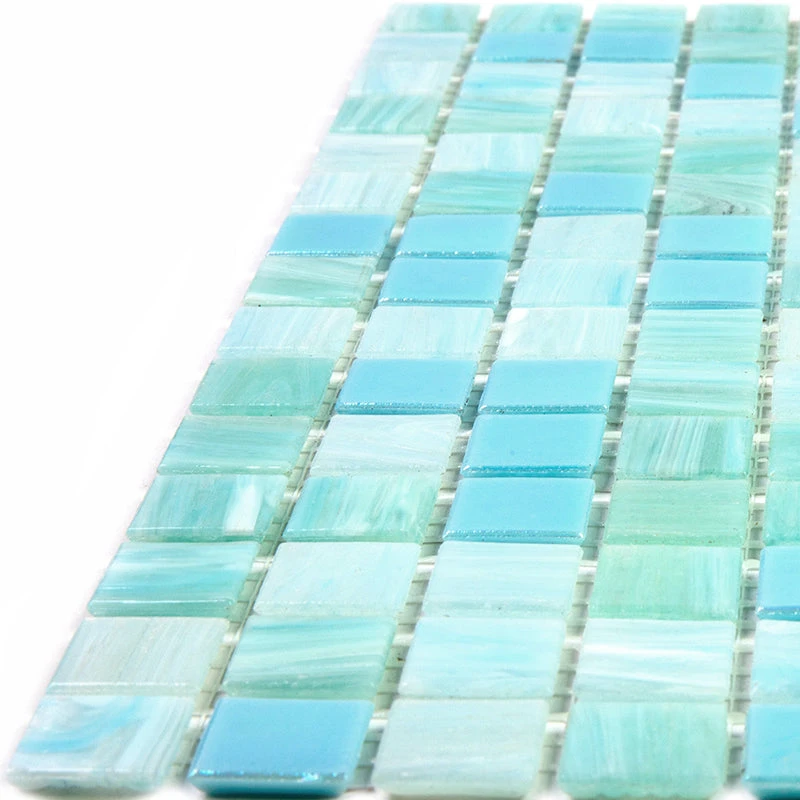 Sparkling Pool Blue Mixed Squares Glass Tile - Image 7