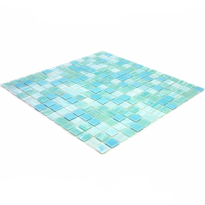 Sparkling Pool Blue Mixed Squares Glass Tile - Image 8