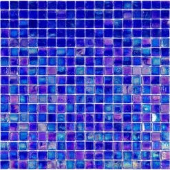 Iridescent Blue Glass Mosaic Tile