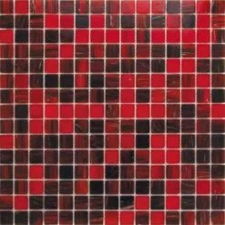 Queen Of Hearts Red Mixed Squares Glass Tile
