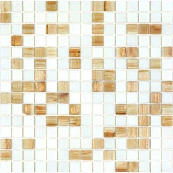 Boho Brown And White Mixed Squares Glass Tile