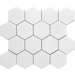 3" Thassos Marble Hexagon Tile Honed