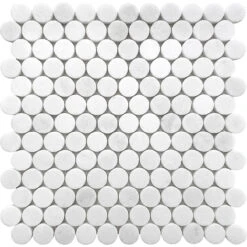 1 Inch Thassos White Honed Penny Round Marble Mosaic Tile