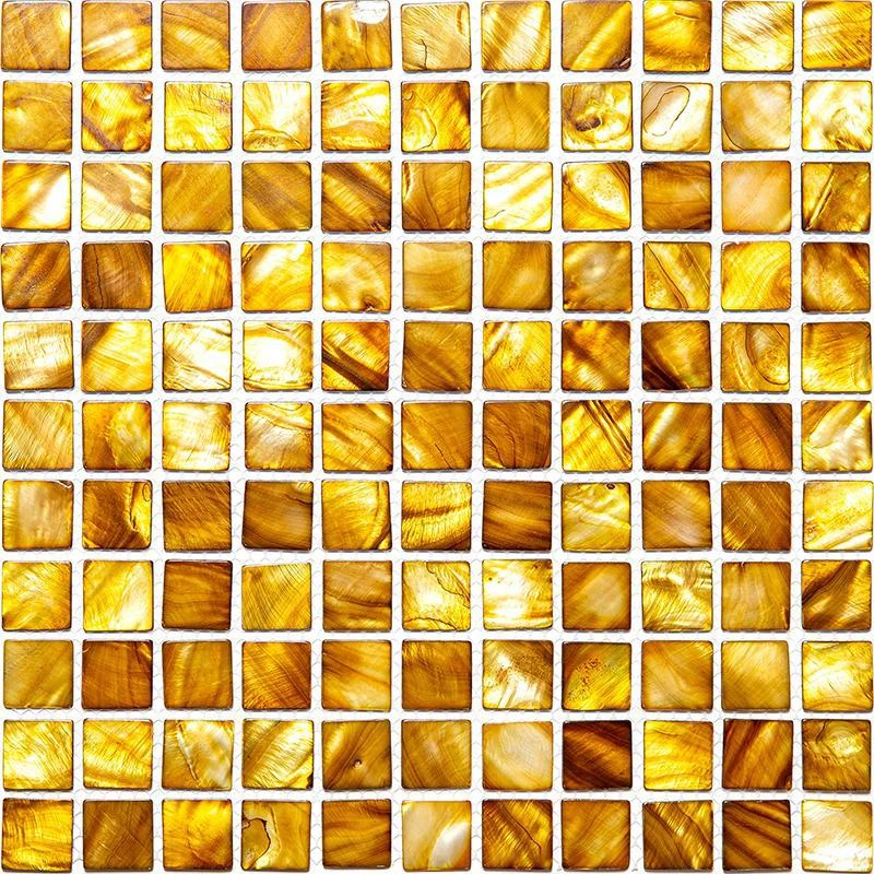 Gold Mother Of Pearl 1" Square Mosaic Tile - Image 2