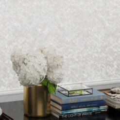 Pure White Mother Of Pearl Herringbone Mosaic Tile