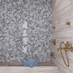 Blue Wooden Glass Hexagon Mosaic Tile