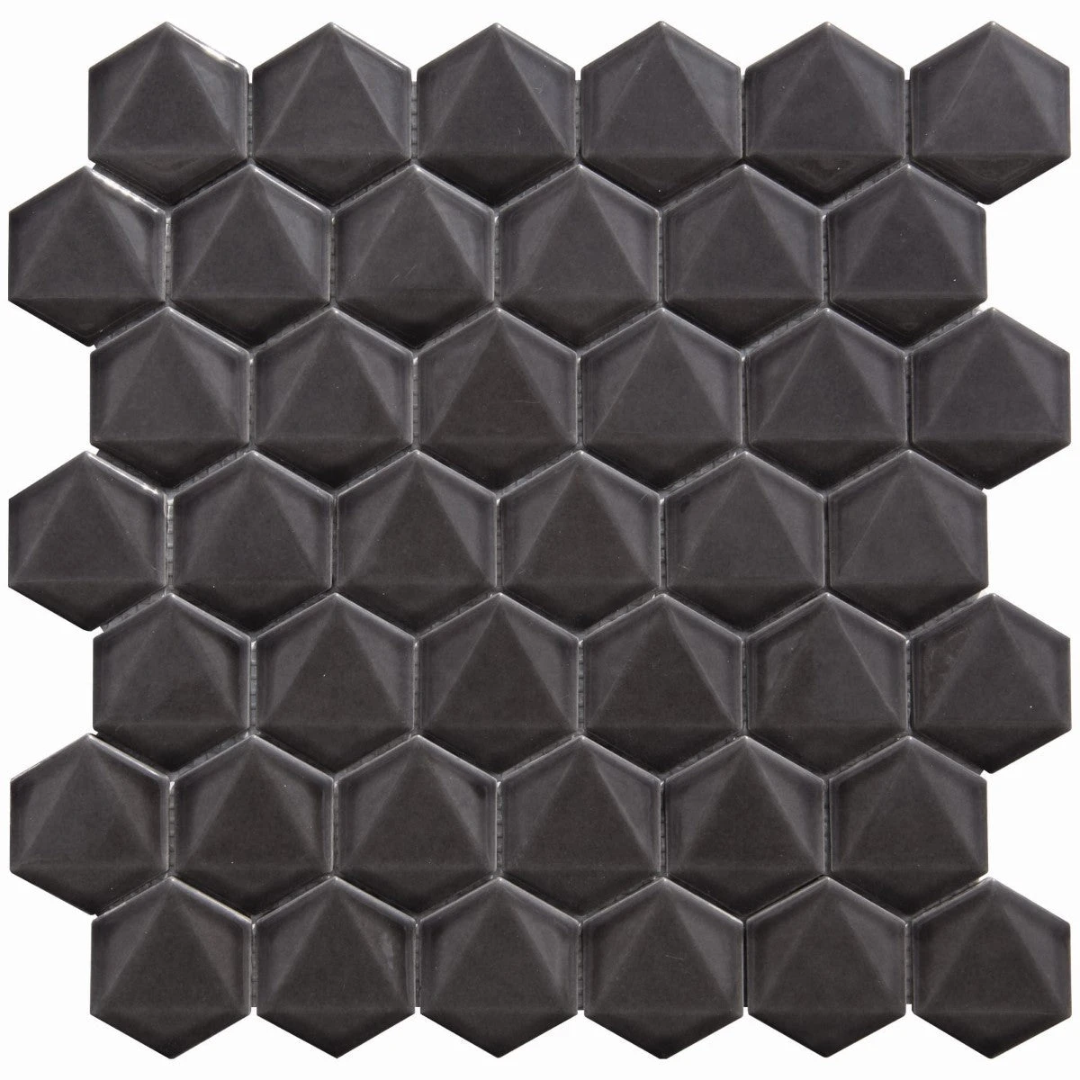 2 Inch 3D Charcoal Gray Honeycomb Hex