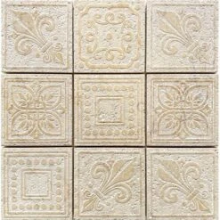 Large Crema Marfil Etched Marble Mosaic Tile