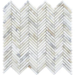 Calacatta Gold Skinny Herringbone Mosaic Tile