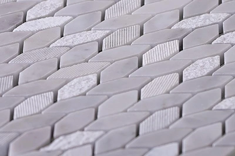 Textured Carrara Leaf Marble Mosaic Tile - Image 7