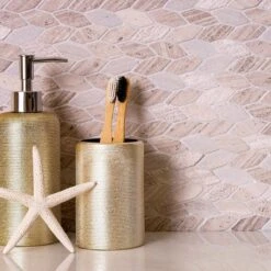 Textured Wooden Beige Leaf Marble Mosaic Tile