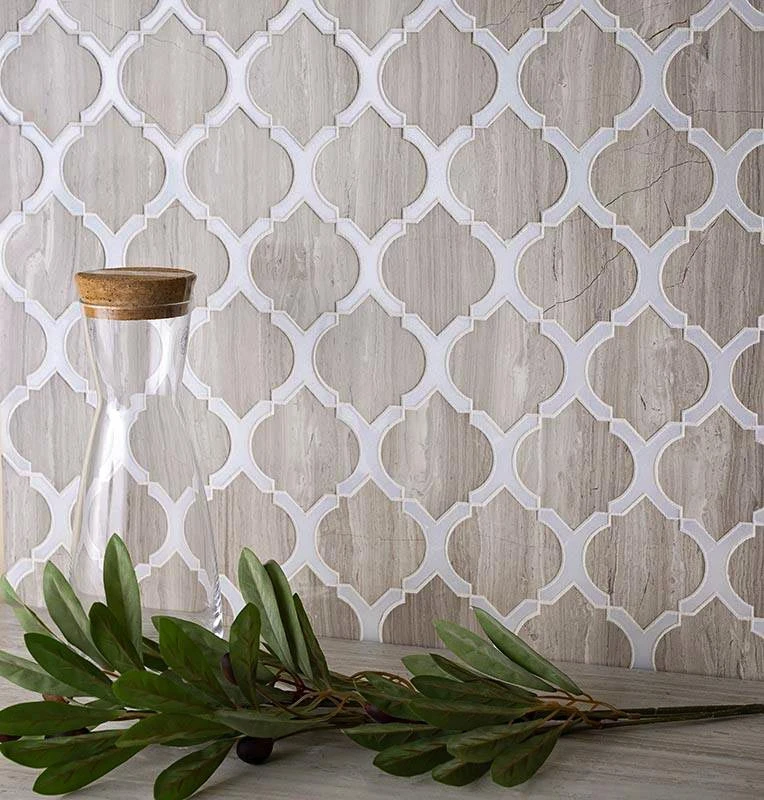 Wooden Beige Arabesque Tile With Thassos Lines - Image 7