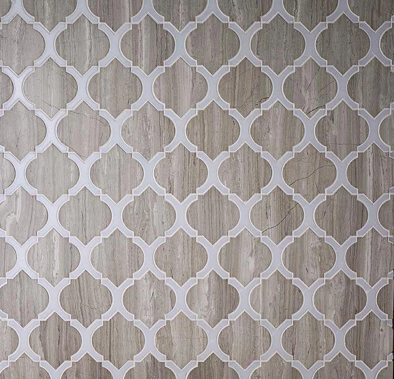 Wooden Beige Arabesque Tile With Thassos Lines - Image 5