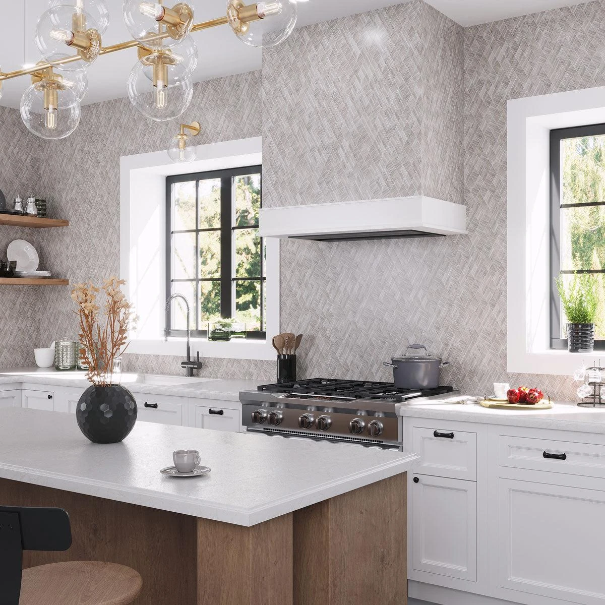 Wooden Beige Diamond Marble Mosaic Tile - Image 3