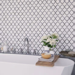 Arabesque Tile Carrara Marble & Bardiglio