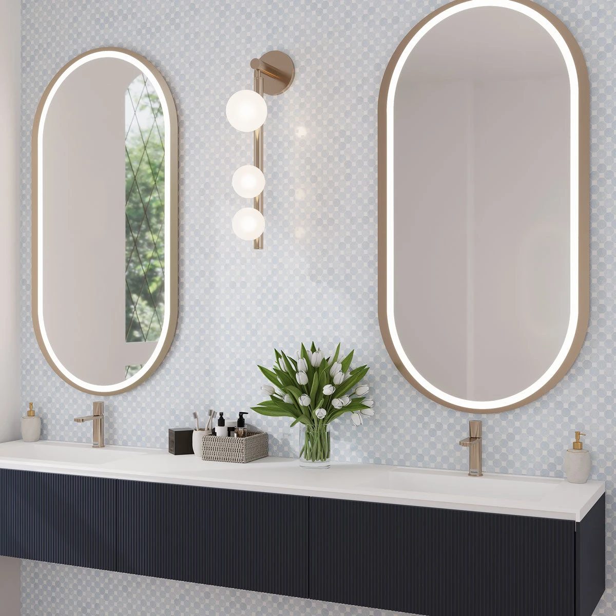 Azul Cielo Octagon And Thassos Dot Marble Mosaic Tile - Image 5