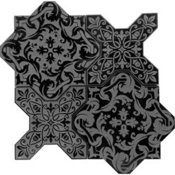 Babylon Nero Star & Cross Etched Marble Mosaic Tile