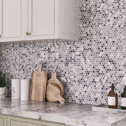 Bardiglio Penny Rounds Marble Polished Mosaic Tile