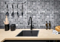 Bardiglio With White Carrara Dots Basket Weave Marble Mosaic Tile